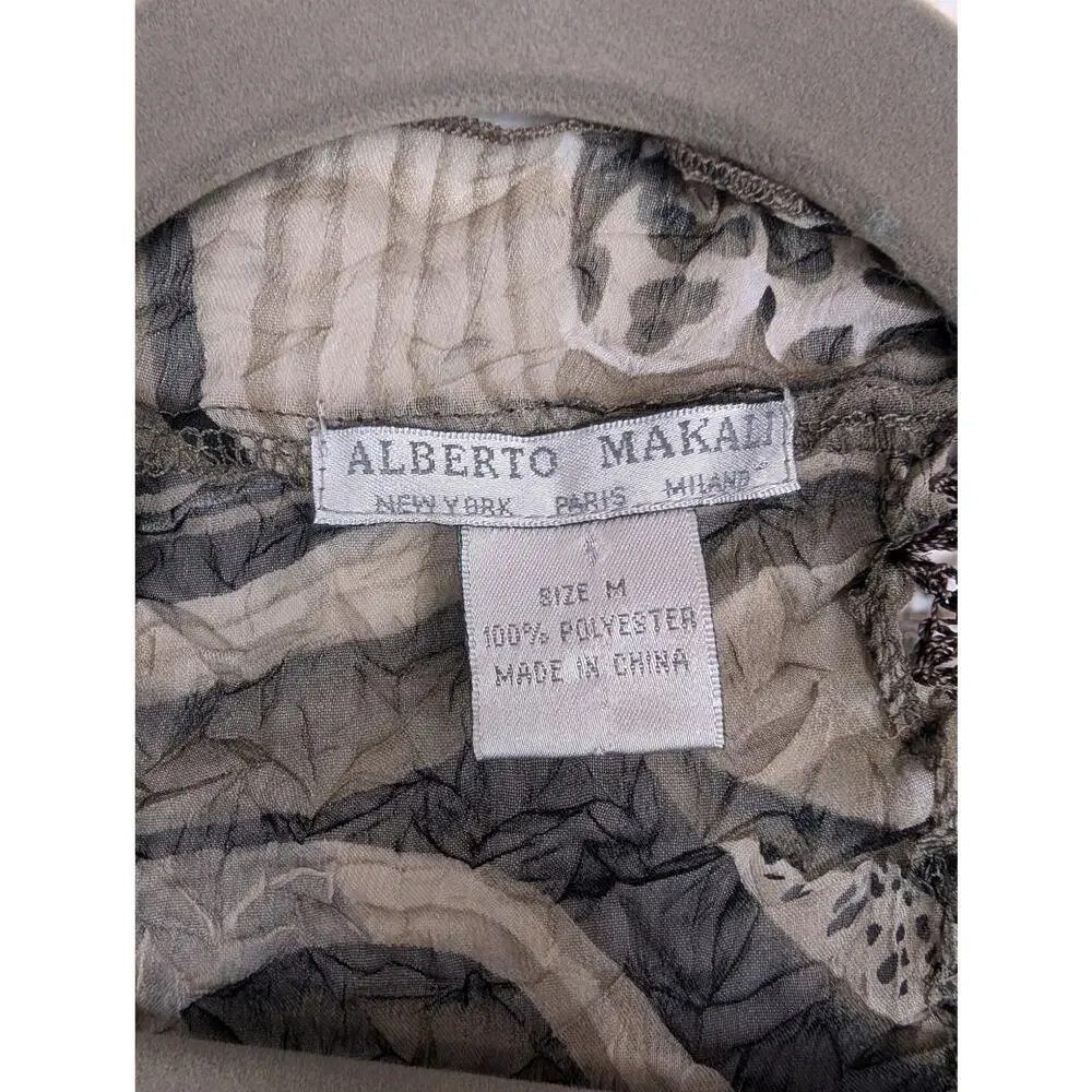 Alberto Makali Cardigan Crinkle Open Front Lace Mixed Animal Print Black Size M - Picture 8 of 10